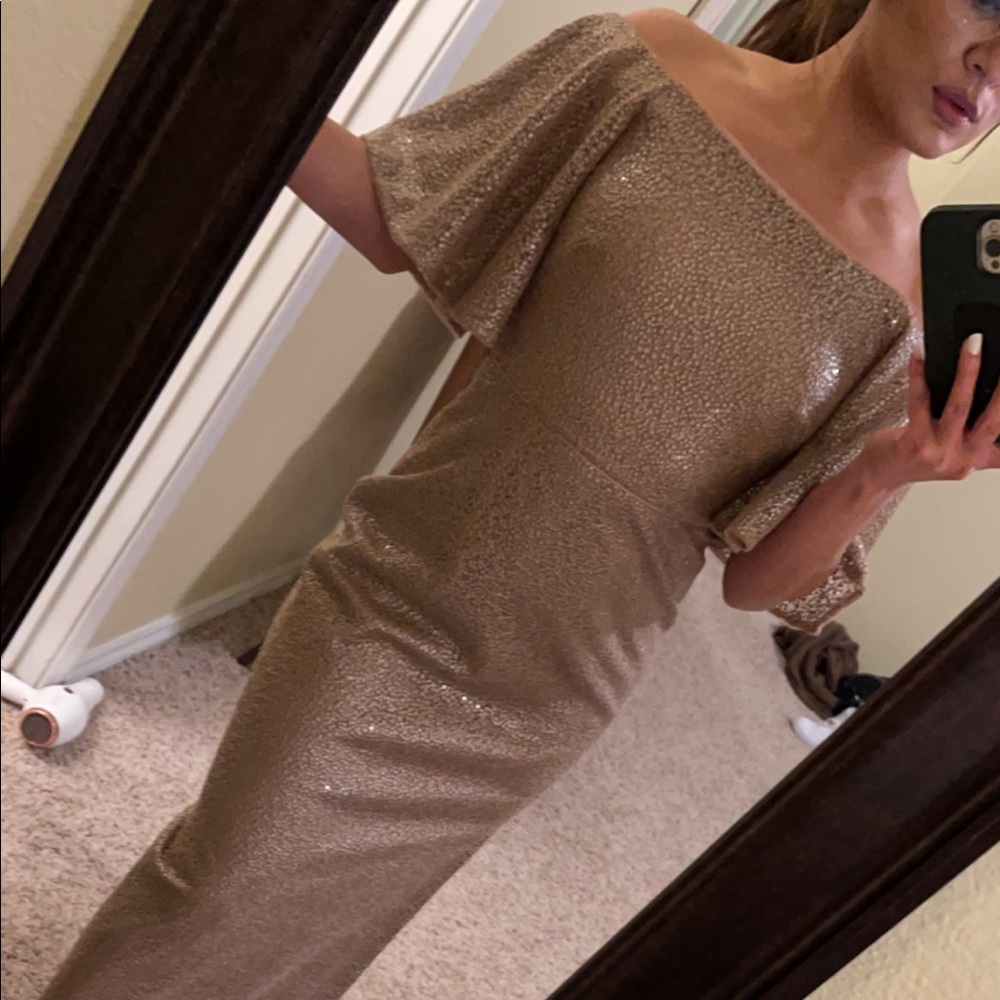 A beautiful rose gold Aidon Mattox Gown